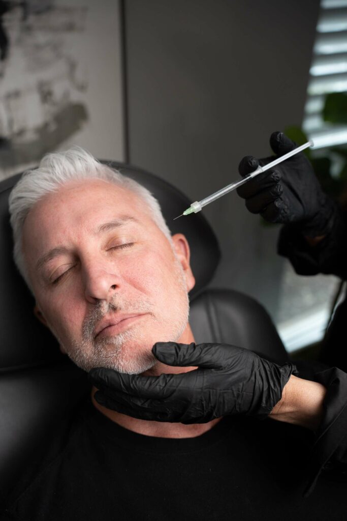 Men Getting Radiesse Treatment on his face in Las Vegas, NV | Center for Aesthetic Medicine